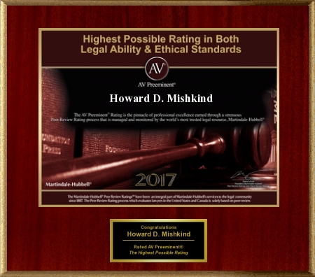 Howard Mishkind Received AV rating from Martindale-Hubbell
