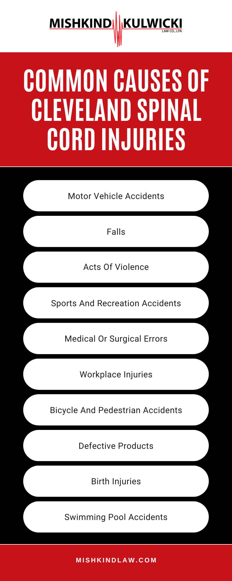 Common Causes Of Cleveland Spinal Cord Injuries Infographic